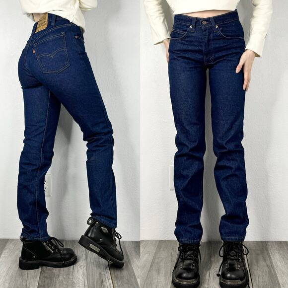 28.5” Waist Vintage Levi’s Jeans 40505 2015 Dark Wash Orange Tab Straight Leg - Picture 2 of 9